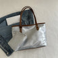 Vintage Patchwork PU Tote – Large Capacity Casual Shoulder Bag for Women
