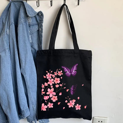 Butterfly Print Canvas Tote – Foldable, Reusable & Stylish
