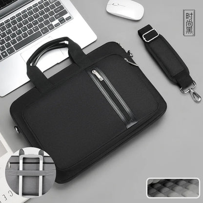 Double-walled shock-resistant water laptop bag carrying shoulder crossbody business briefcase