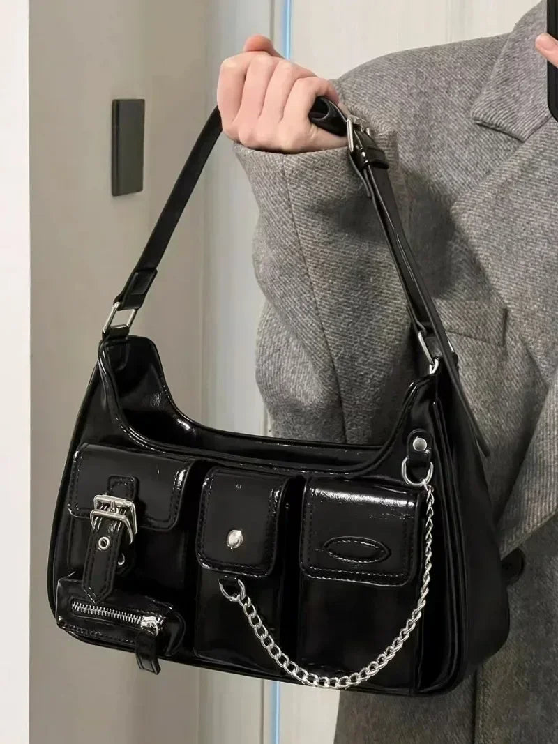 Richme Punk Y2K Bag – Harajuku Chain PU Crossbody for Women