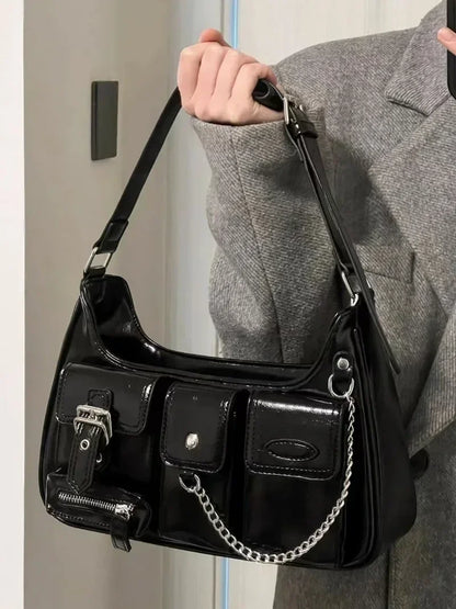 Richme Punk Y2K Bag – Harajuku Chain PU Crossbody for Women