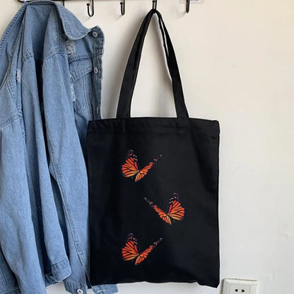 Butterfly Print Canvas Tote – Foldable, Reusable & Stylish