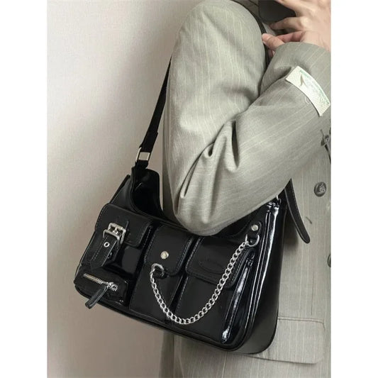Richme Punk Y2K Bag – Harajuku Chain PU Crossbody for Women