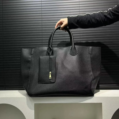 Oversized Vegan Leather Handbag – Simple, Versatile & Large-Capacity Shopping Tote for Women