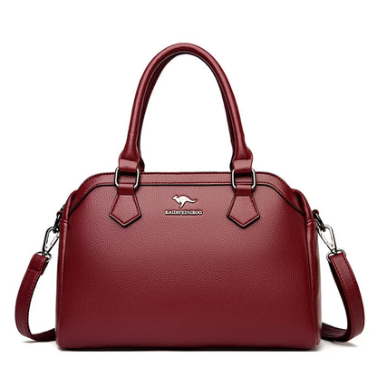 Multi-Pocket Soft Leather Tote – Luxury Designer Shoulder & Crossbody Bag for Women