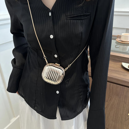 Golden Acrylic Mini Bag – Fashion Chain Shoulder Handbag for Dinner & Events