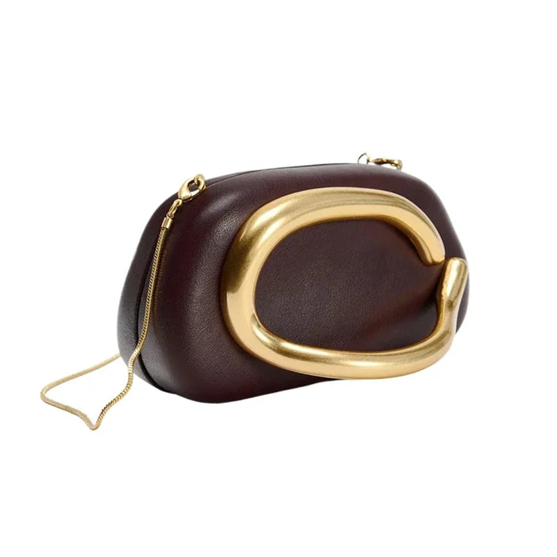 Leather Box Bag – Metal Detail Crossbody & Evening Clutch for Women