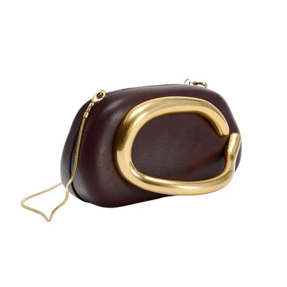 Leather Box Bag – Metal Detail Crossbody & Evening Clutch for Women
