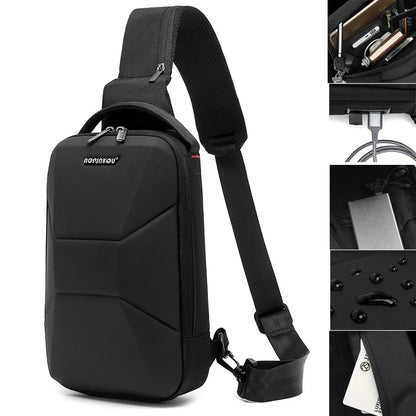 Hard Shell Chest Sling – Waterproof Travel Bag with USB Port