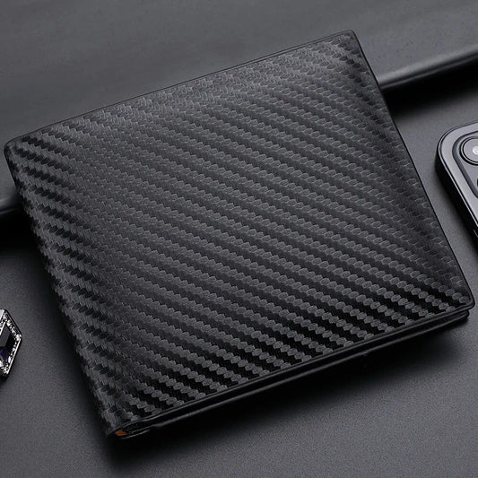 Carbon Fiber Short Wallet – Men’s Card Holder with Integrated Zipper Coin Pocket