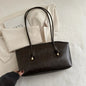 Y2K Solid Leather Tote – Large Capacity Work Shoulder Bag for Women