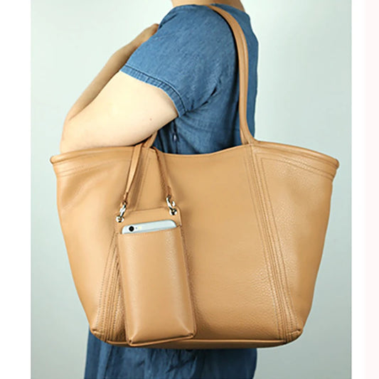 Vintage Cowhide Tote – Genuine Leather Handbag for Women with Large Capacity