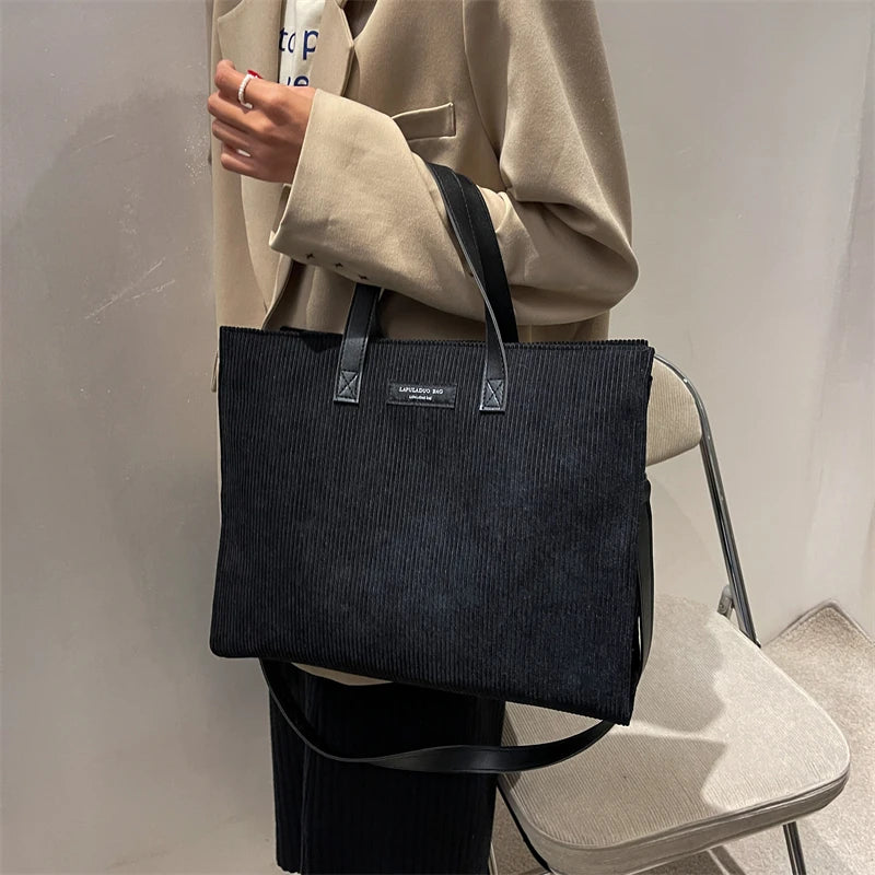 LEFTSIDE Vintage Tote – Winter Office Shoulder & Crossbody Bag for Women