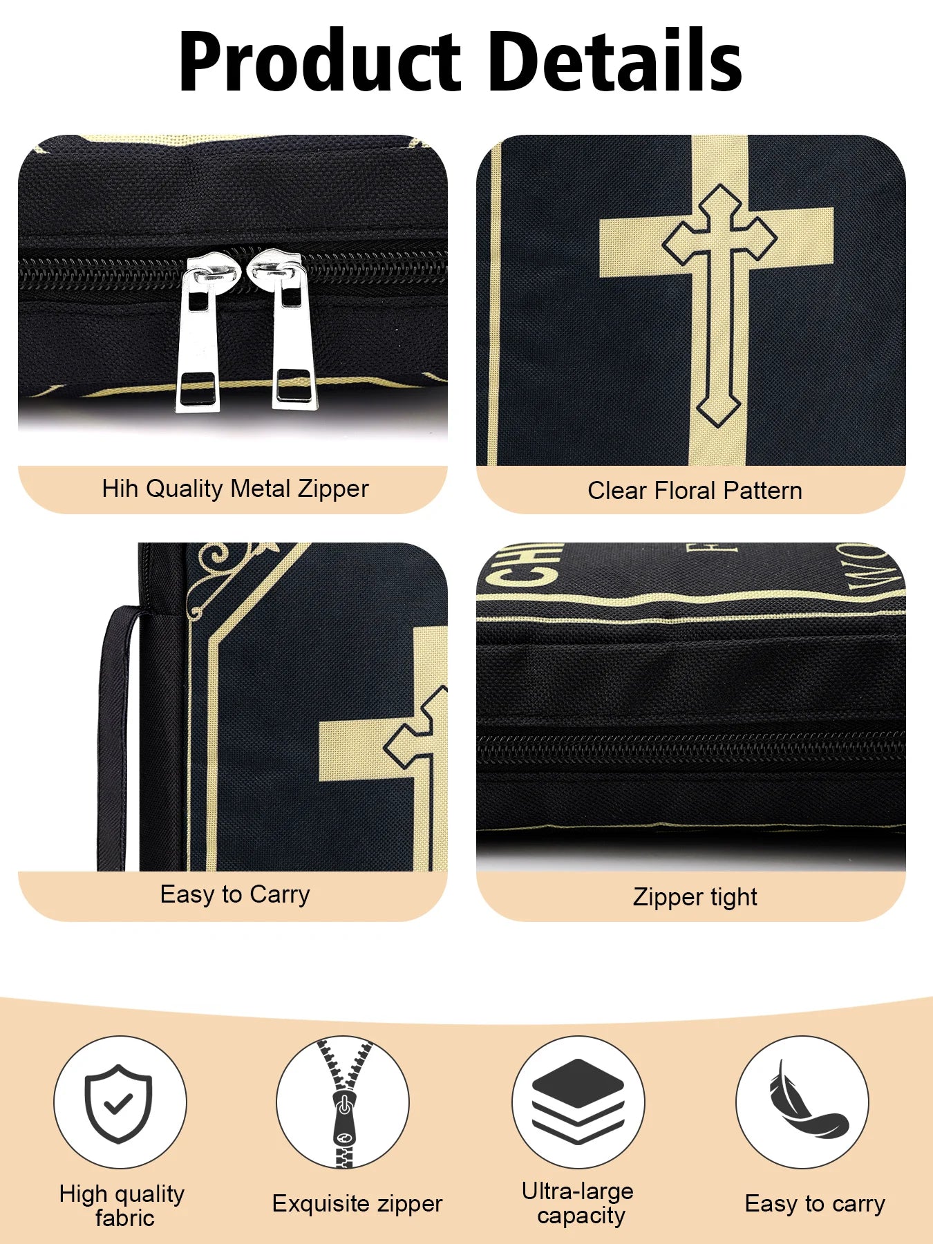 Portable Bible Case – Elegant Cross Design, Travel-Friendly