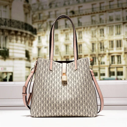 CH Premium Leather Crossbody – Large Letter Print Tote for Daily Commute