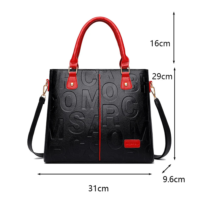 Leather Designer Tote – Casual Large-Capacity Crossbody Shoulder Bag for Women