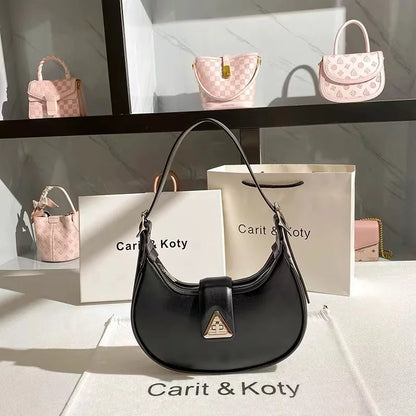 Textured Leather Moon Bag – High-Quality Fashion Shoulder & Underarm Purse for Women