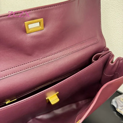 Genuine Leather Shoulder Bag – Fashionable Large-Capacity Armpit Handbag for Women