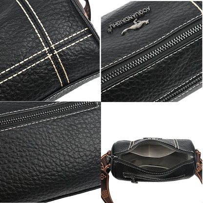 Genuine Leather Crossbody Tote – High-Quality Solid Color Shoulder Bag for Women