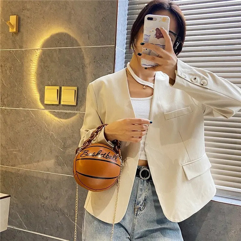 Pink Basketball Round Chain Crossbody Bag