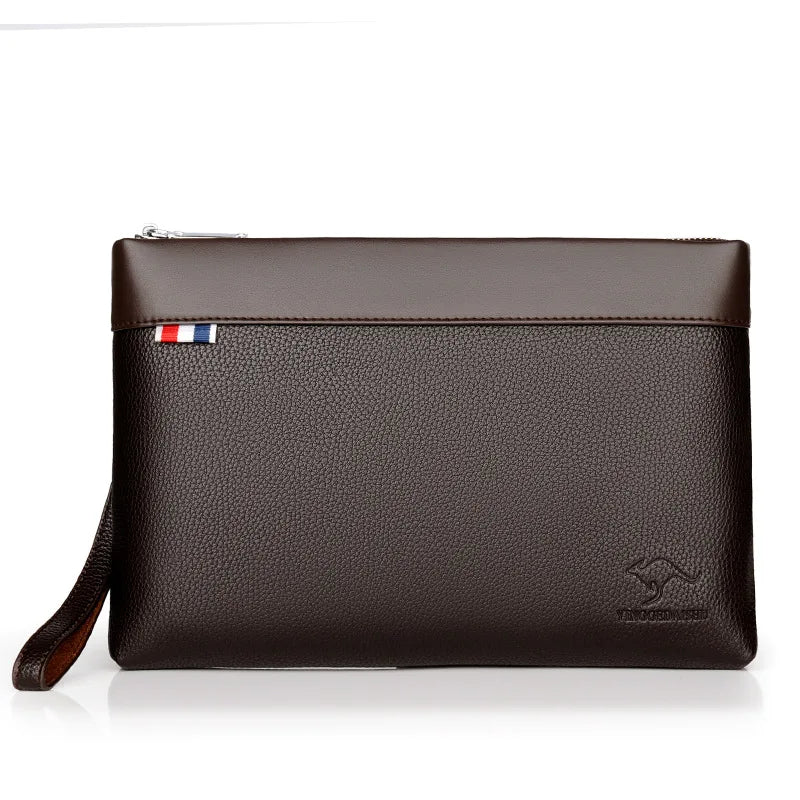 Men’s Designer Leather Clutch – Large Capacity Phone & Wallet Pouch