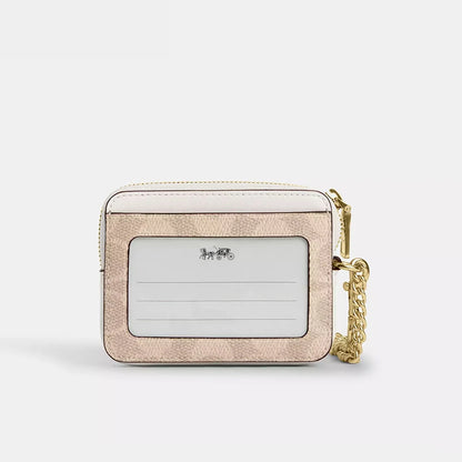 Mini Canvas Wallet – Women’s Zip Card Case with Chain Strap