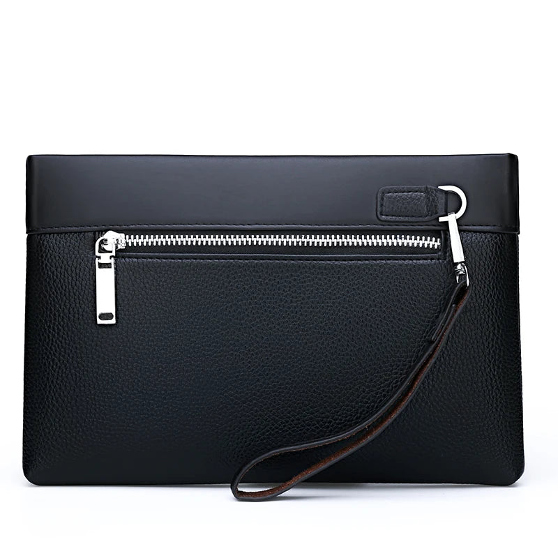 Men’s Designer Leather Clutch – Large Capacity Phone & Wallet Pouch