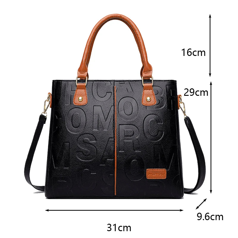 Leather Designer Tote – Casual Large-Capacity Crossbody Shoulder Bag for Women