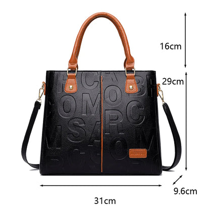 Leather Designer Tote – Casual Large-Capacity Crossbody Shoulder Bag for Women