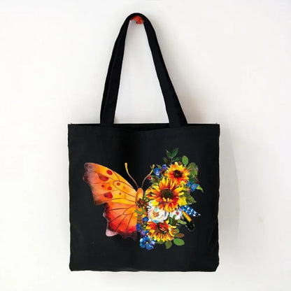 Butterfly Print Canvas Tote – Foldable, Reusable & Stylish