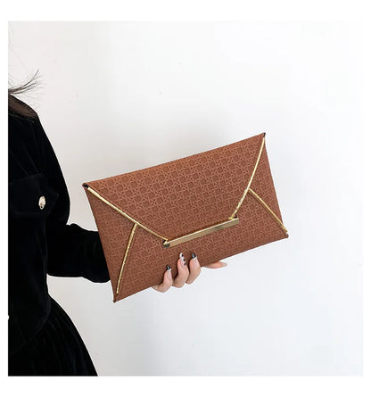 Leather Envelope Clutch – Solid Color Evening & Wedding Purse for Women