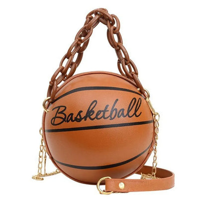Pink Basketball Round Chain Crossbody Bag