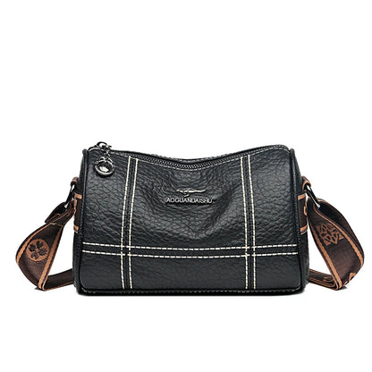 Genuine Leather Crossbody Tote – High-Quality Solid Color Shoulder Bag for Women