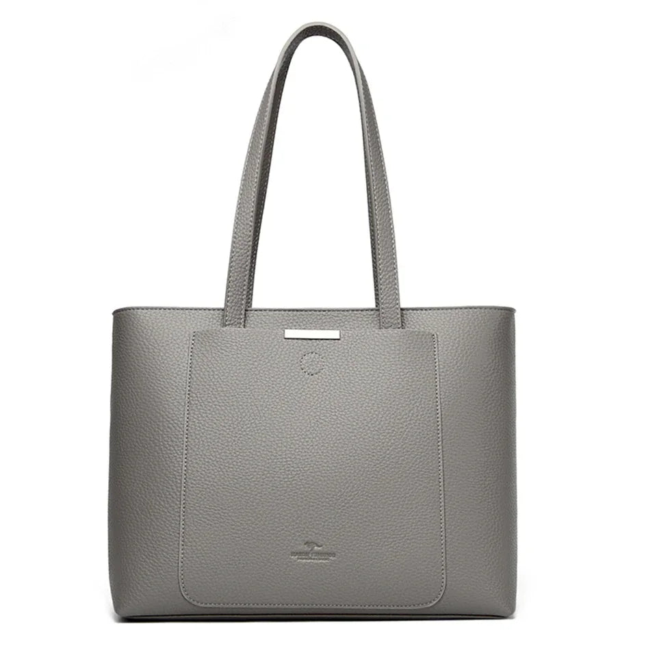 Luxury Leather Tote – Soft Designer Shoulder Bag for Women with Laptop Capacity