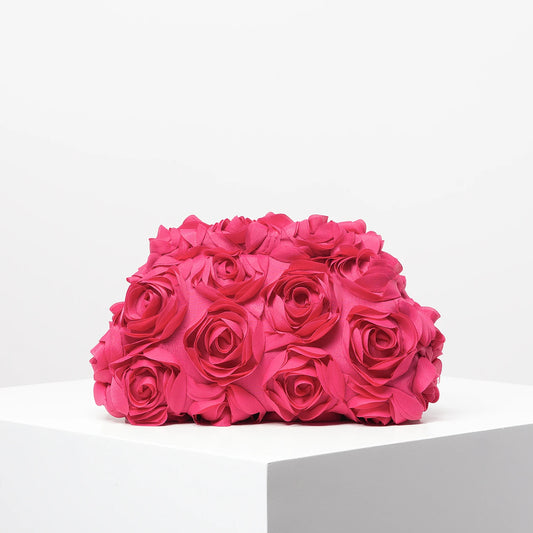 Elegant Rose Clutch – Women's Wedding & Party Clip Bag, Perfect Gift with Unique Pattern