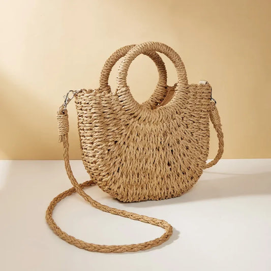 Half-Moon Rattan Crossbody – Summer Style