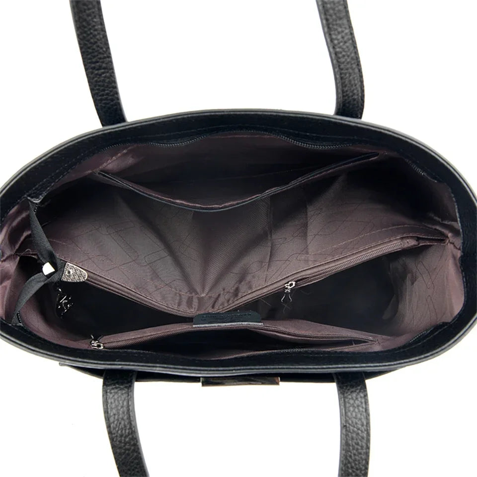 Luxury Leather Tote – Soft Designer Shoulder Bag for Women with Laptop Capacity