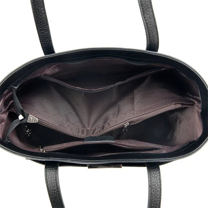 Luxury Leather Tote – Soft Designer Shoulder Bag for Women with Laptop Capacity