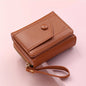 Four Seasons Women’s Short Wallet – Solid Color Zipper Clutch with Buckle for Girls & Students