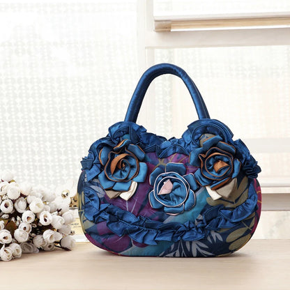 Korean Style Mommy Handbag – Solid Lace Zipper Tote for Women & Girls