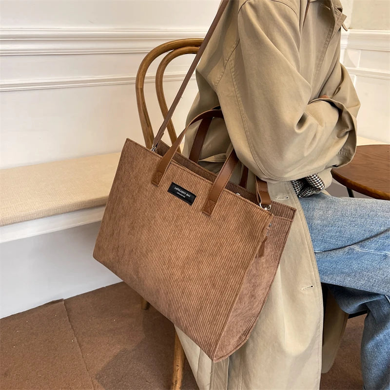 LEFTSIDE Vintage Tote – Winter Office Shoulder & Crossbody Bag for Women