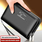 Men’s Leather Business Wallet – Double Zipper Clutch with Large Capacity