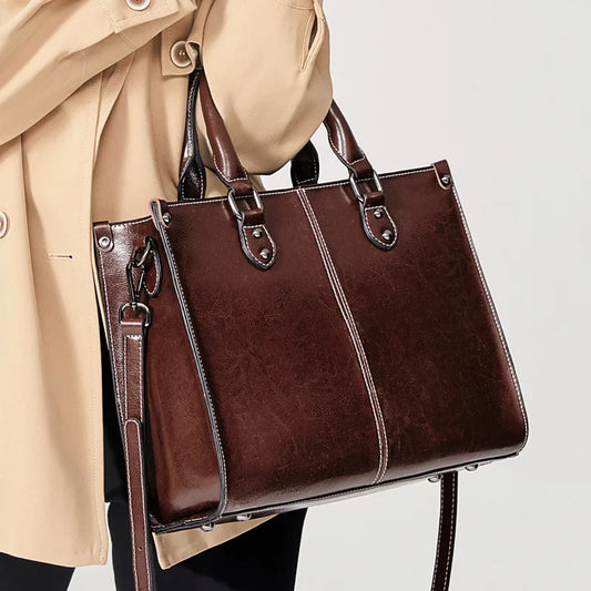 Luxury Top Handle Bag – Cowhide Leather, Timeless Style