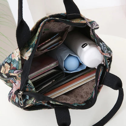 Floral Print Heavy Canvas Tote – High-Capacity Fashion Bag for Work & All Occasions