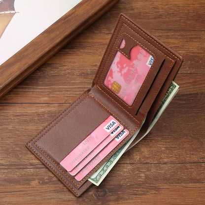 Men’s Slim Bifold Wallet – Leather Money Clip with Multi-Card & ID Holder