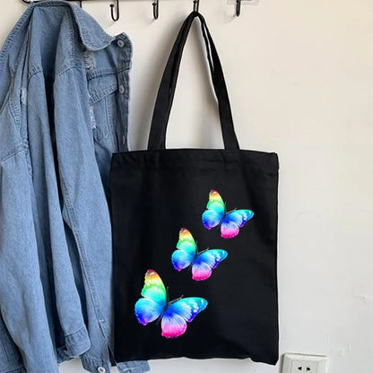 Butterfly Print Canvas Tote – Foldable, Reusable & Stylish