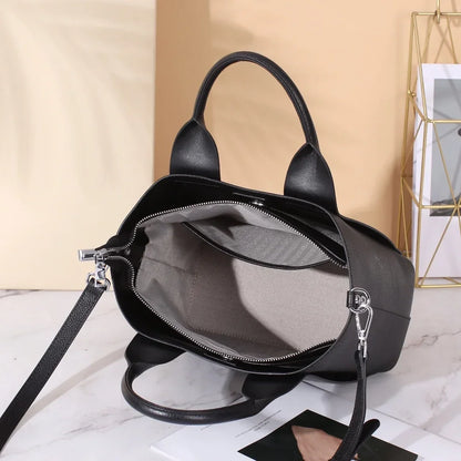 Genuine Leather Commuter Tote – Luxury Designer Shoulder & Crossbody Handbag for Women