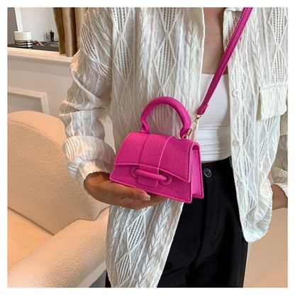 Solid Color Leather Bag – Stylish Hand-Carry & Messenger Mini Bag