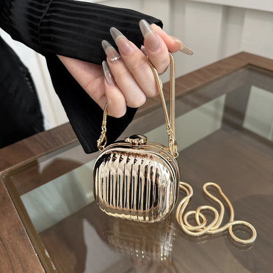 Golden Acrylic Mini Bag – Fashion Chain Shoulder Handbag for Dinner & Events