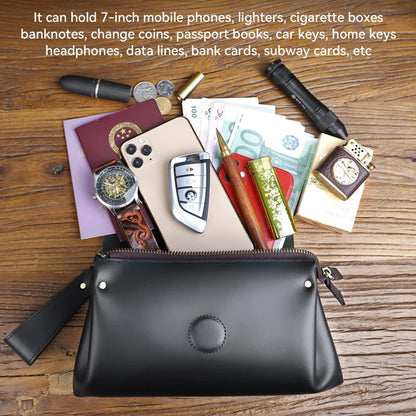 Genuine Cowhide Leather Clutch – Men’s Long Wallet & Passport Organizer